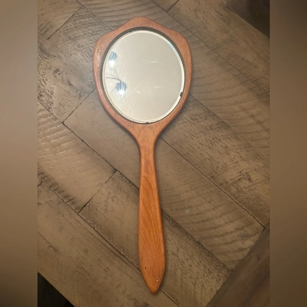 Vintage Wooden Hand Mirror